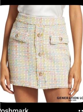 NWT Generation Love Sandra Tweed Skirt in Rainbow - Size 00